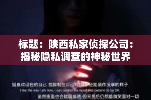 标题:陕西私家侦探公司:揭秘隐私调查的神秘世界 标题:陕西私家侦探公司:揭秘隐私调查的神秘世界