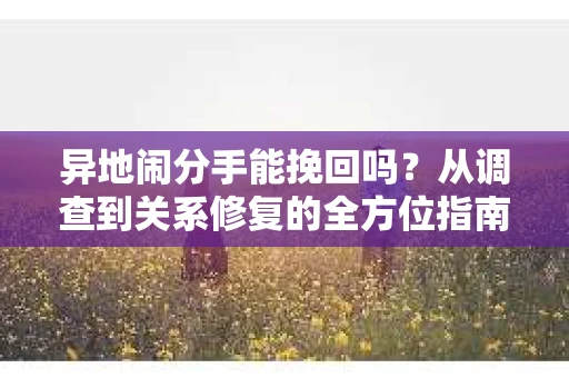 异地闹分手能挽回吗？从调查到关系修复的全方位指南